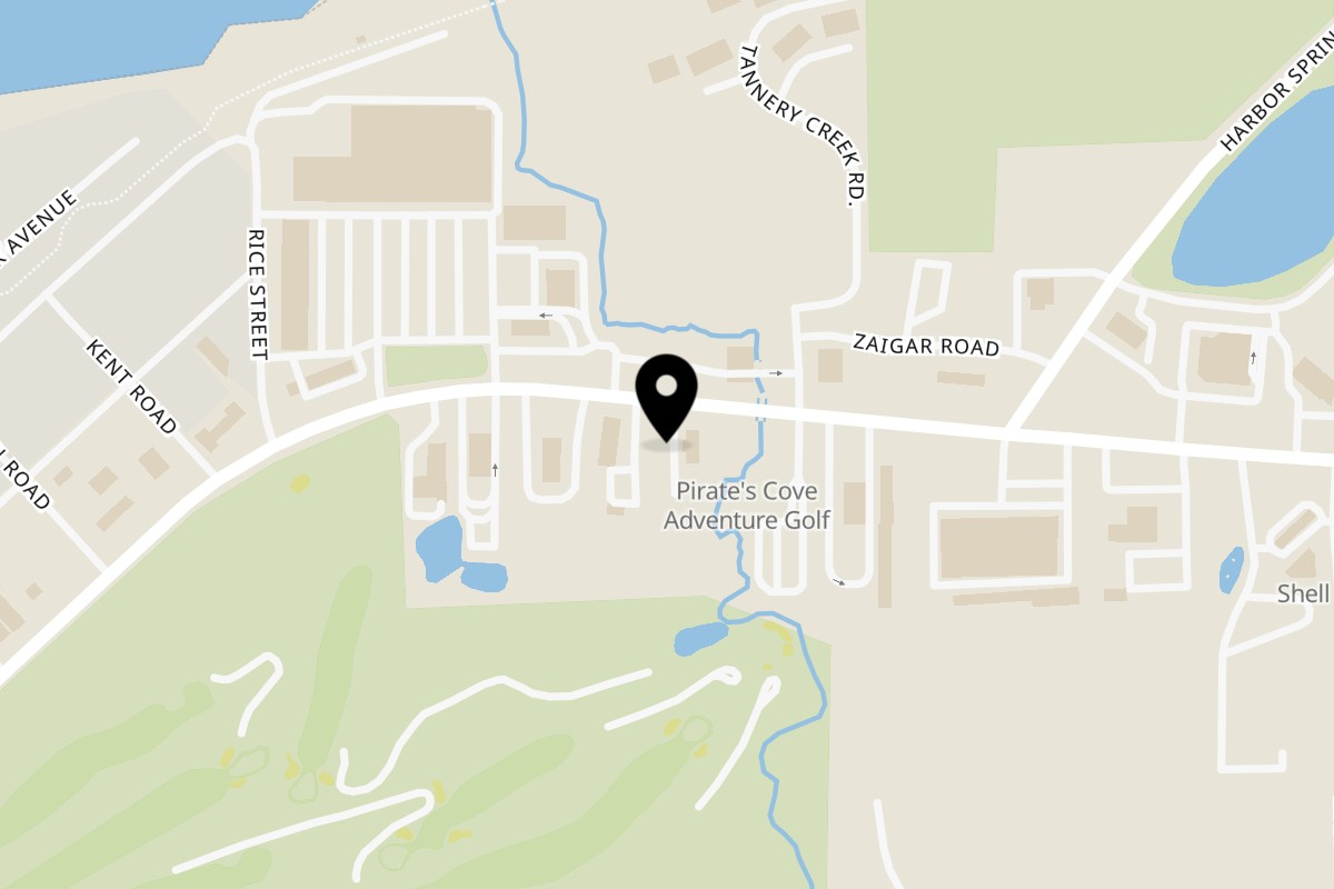 Map showing the location of Scalawags Whitefish & Chips Petoskey, MI on 1208 U.S. 31 North in Petoskey